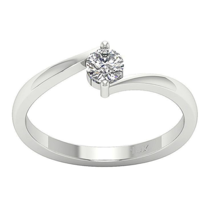 Platinum-Tone Solitaire Gold Ring